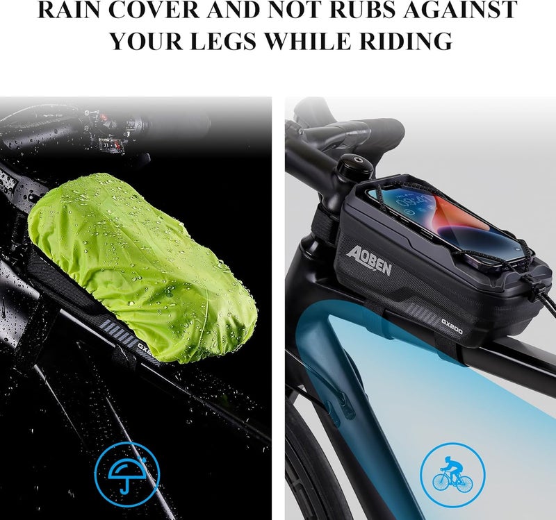 AOBEN Bike Bicycle Phone Front Frame Bag for Mountain Bike Road Bike, EVA Hard Casing Bike Phone Holder Bike Phone Mount for MTB, Bike Bicycle Accessories for Cell Phone Under 6.8 Inches (Gray) - Image 5